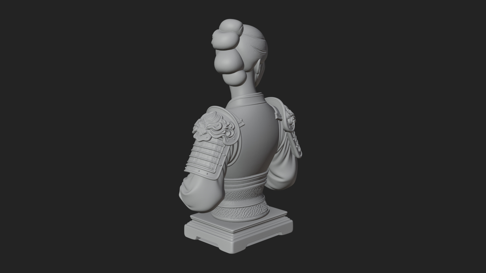 Armored Hanfu Lady Bust Design 2 3D Print Model 3D Model