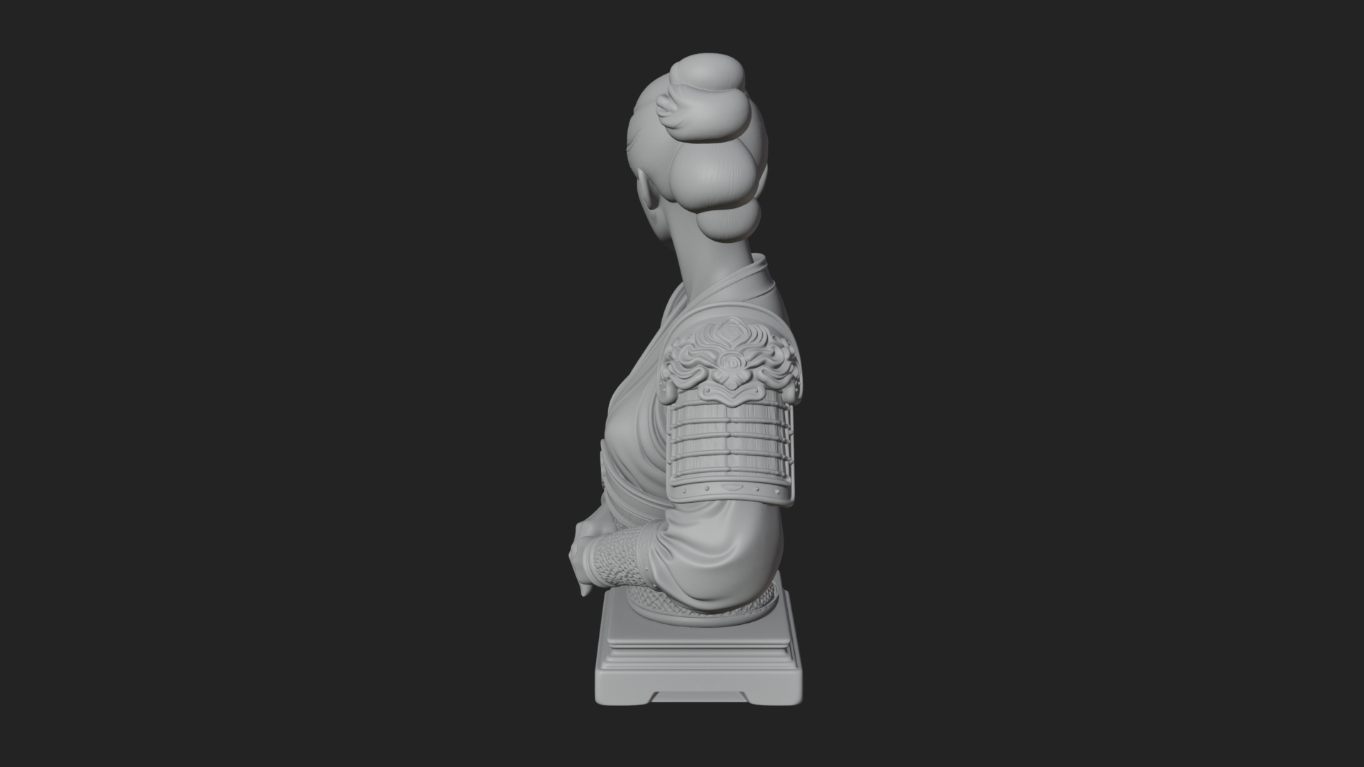 Armored Hanfu Lady Bust Design 2 3D Print Model 3D Model