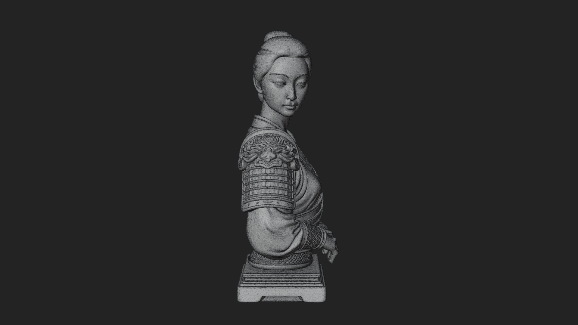 Armored Hanfu Lady Bust Design 2 3D Print Model 3D Model