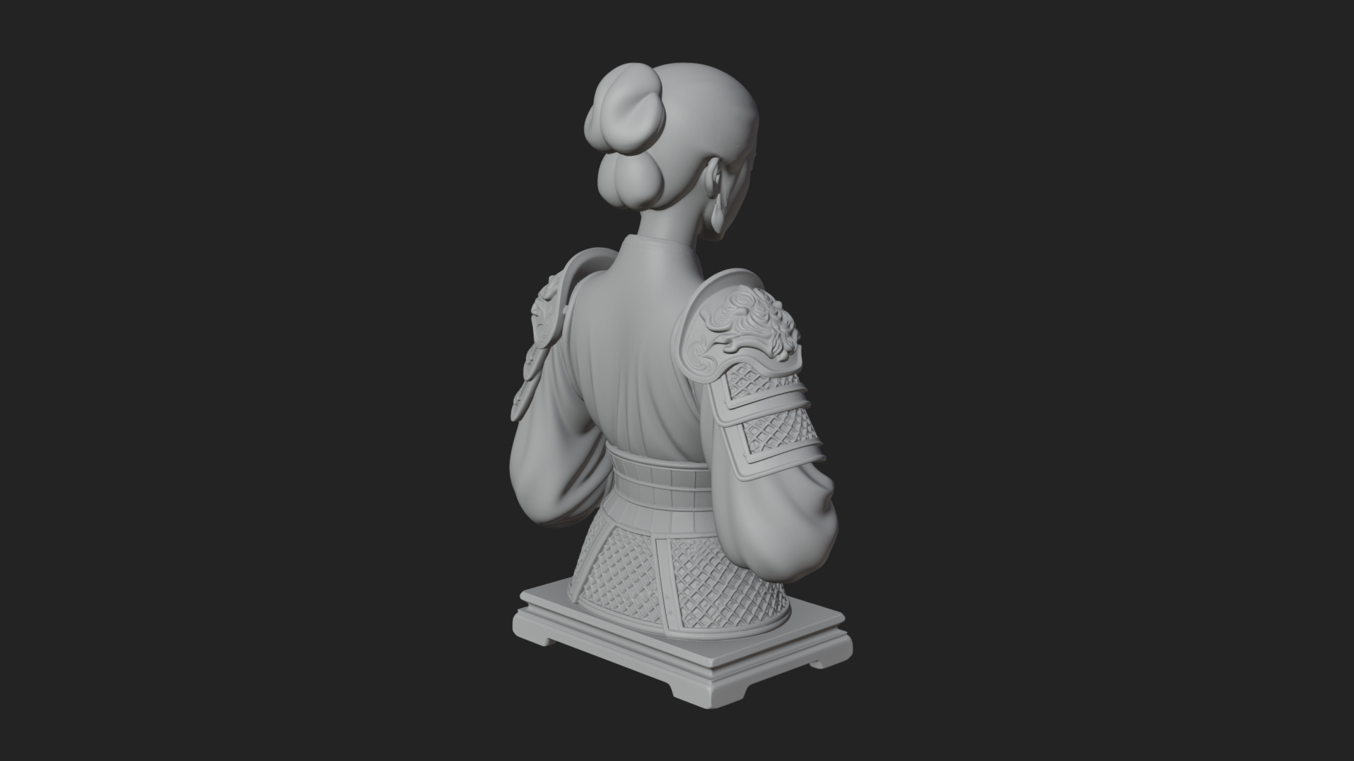 Armored Hanfu Lady Bust Design 3 3D Print Model 3D Model