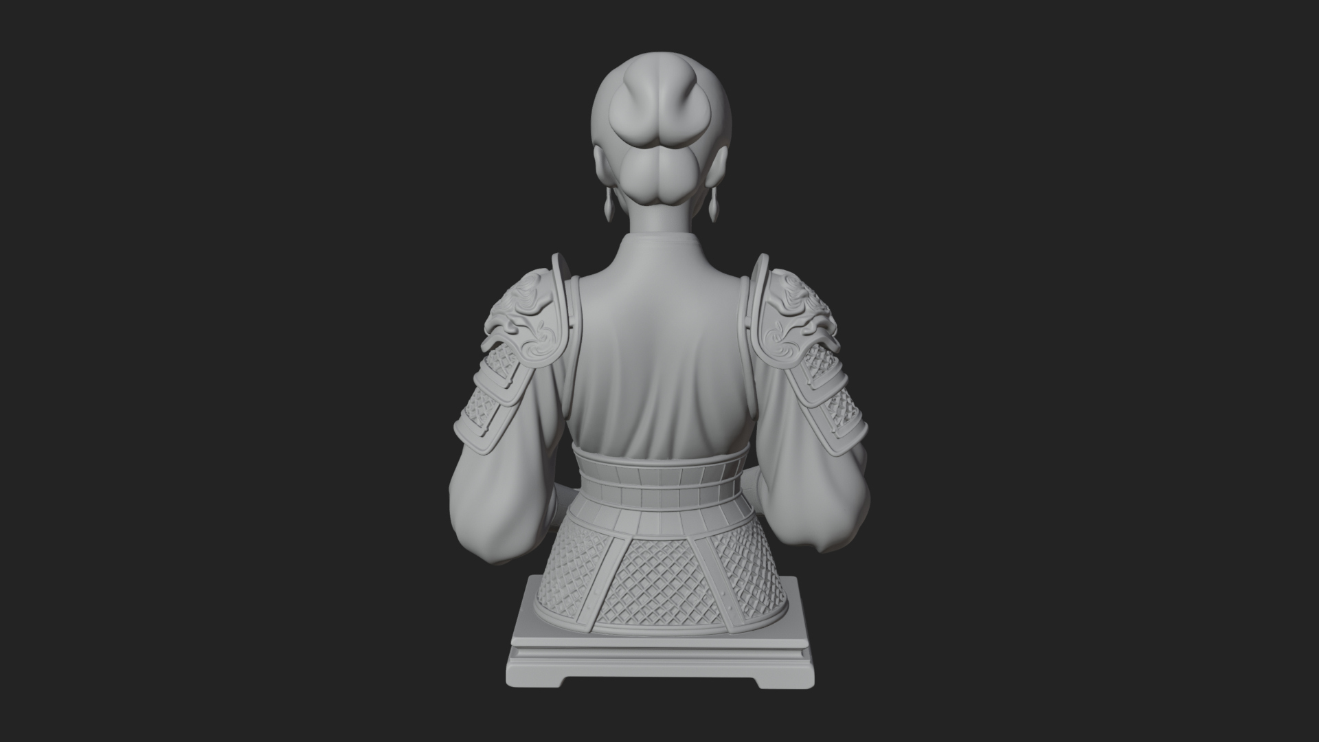 Armored Hanfu Lady Bust Design 3 3D Print Model 3D Model