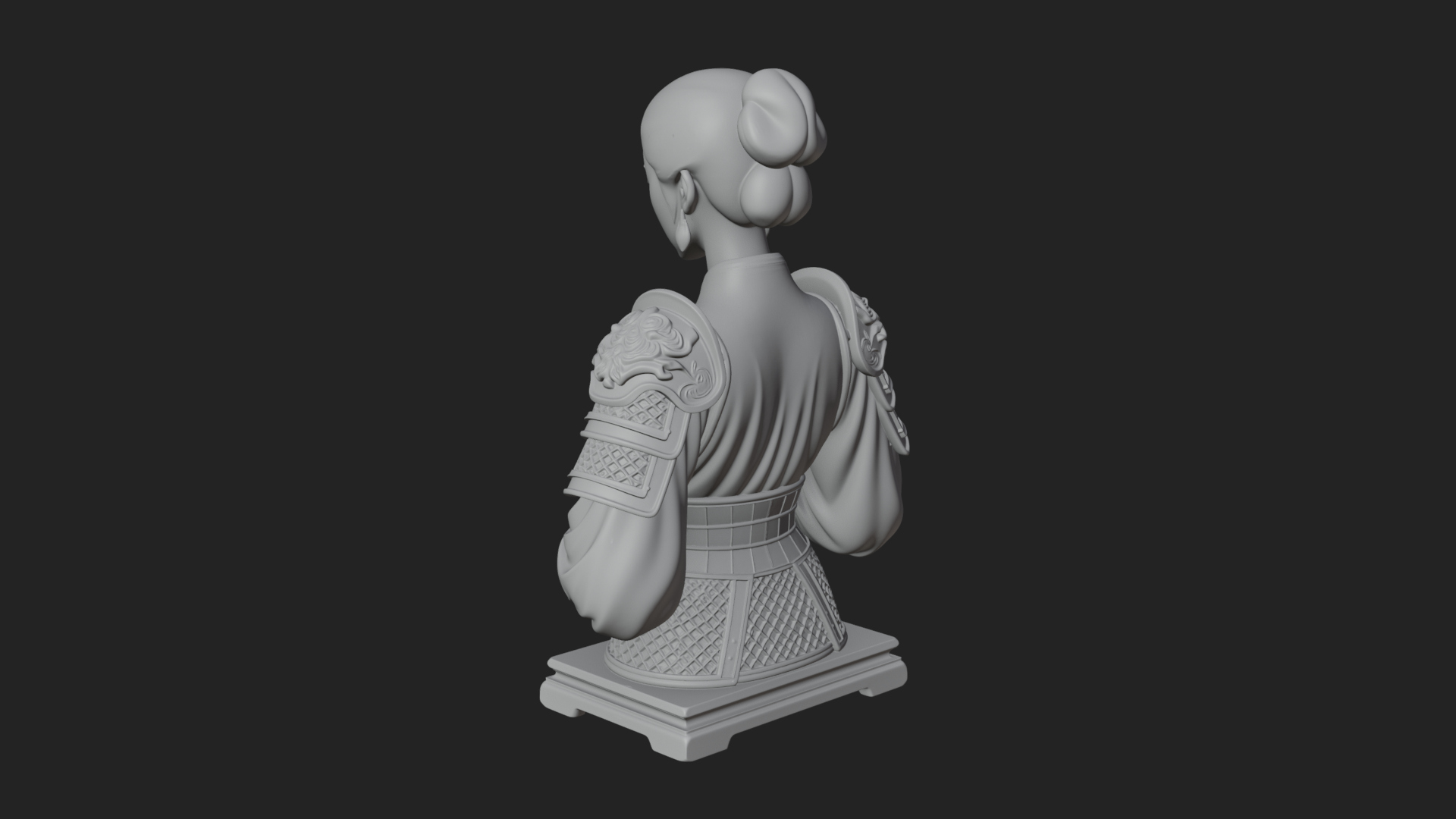 Armored Hanfu Lady Bust Design 3 3D Print Model 3D Model