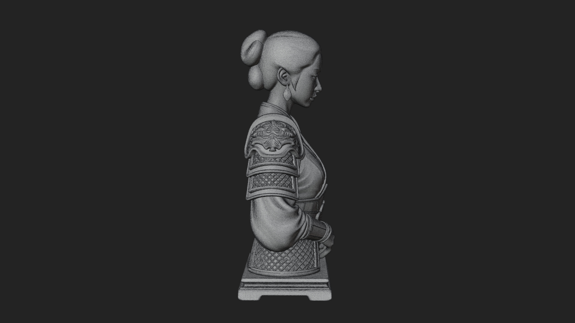 Armored Hanfu Lady Bust Design 3 3D Print Model 3D Model