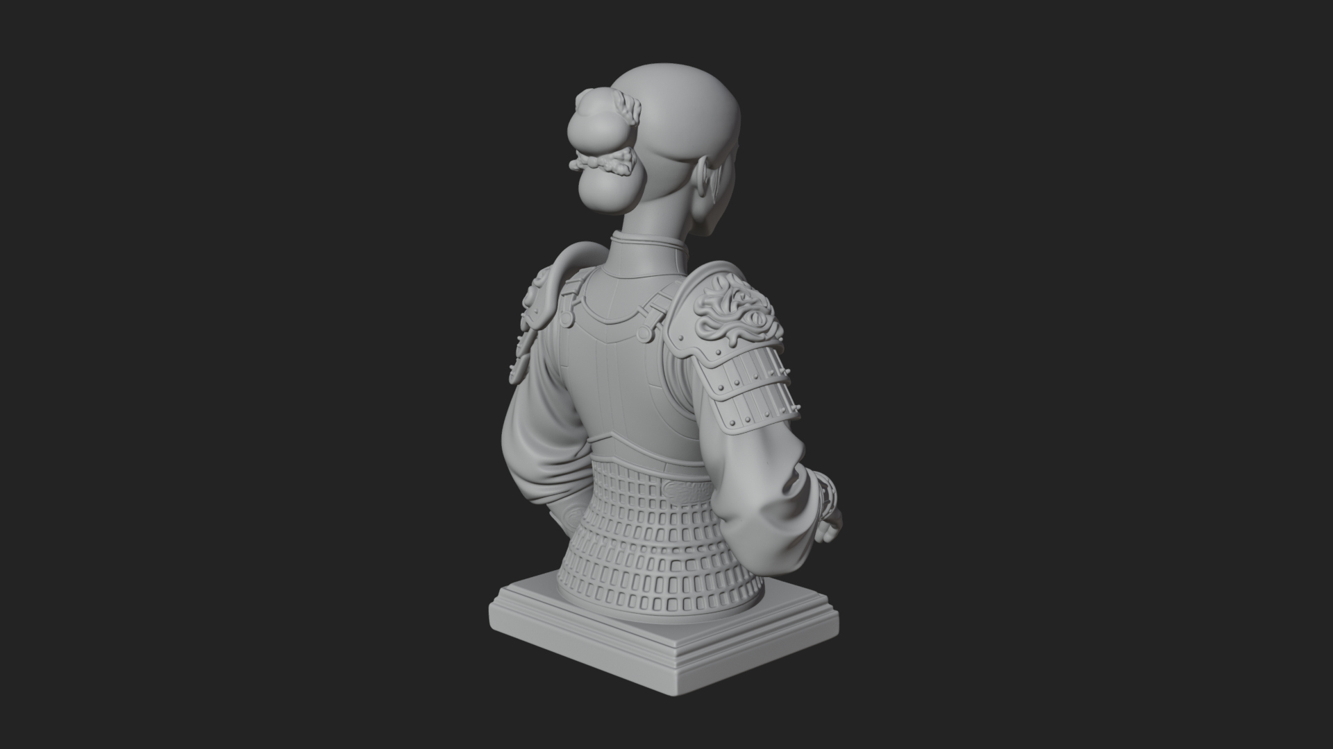 Armored Hanfu Lady Bust Design 4 3D Print Model 3D Model