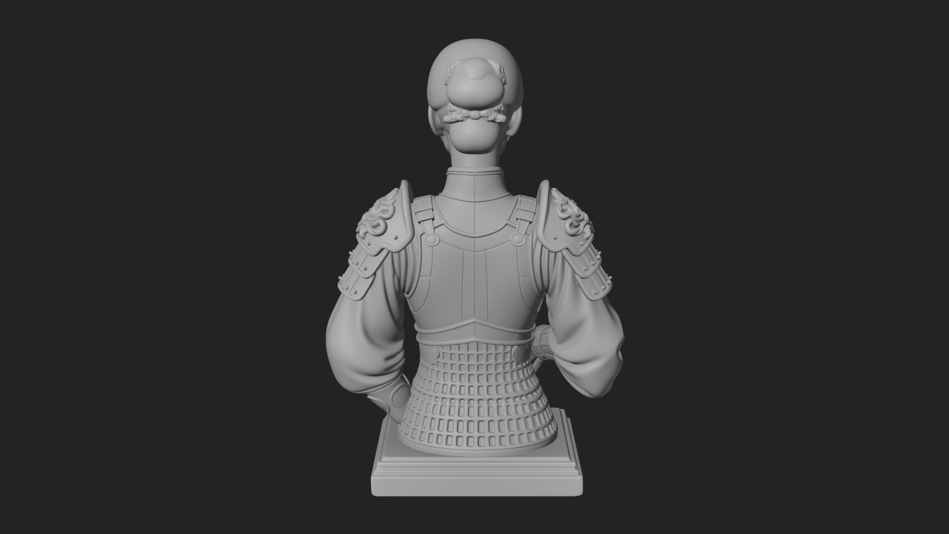 Armored Hanfu Lady Bust Design 4 3D Print Model 3D Model