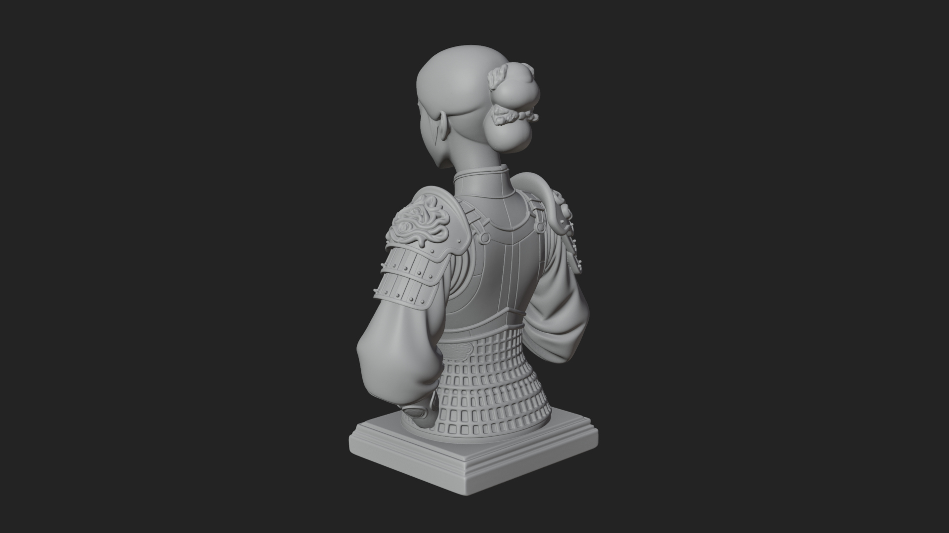 Armored Hanfu Lady Bust Design 4 3D Print Model 3D Model