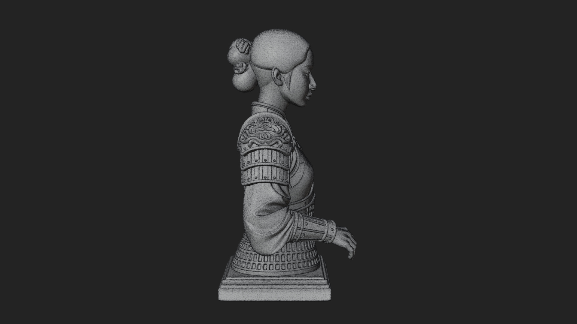 Armored Hanfu Lady Bust Design 4 3D Print Model 3D Model