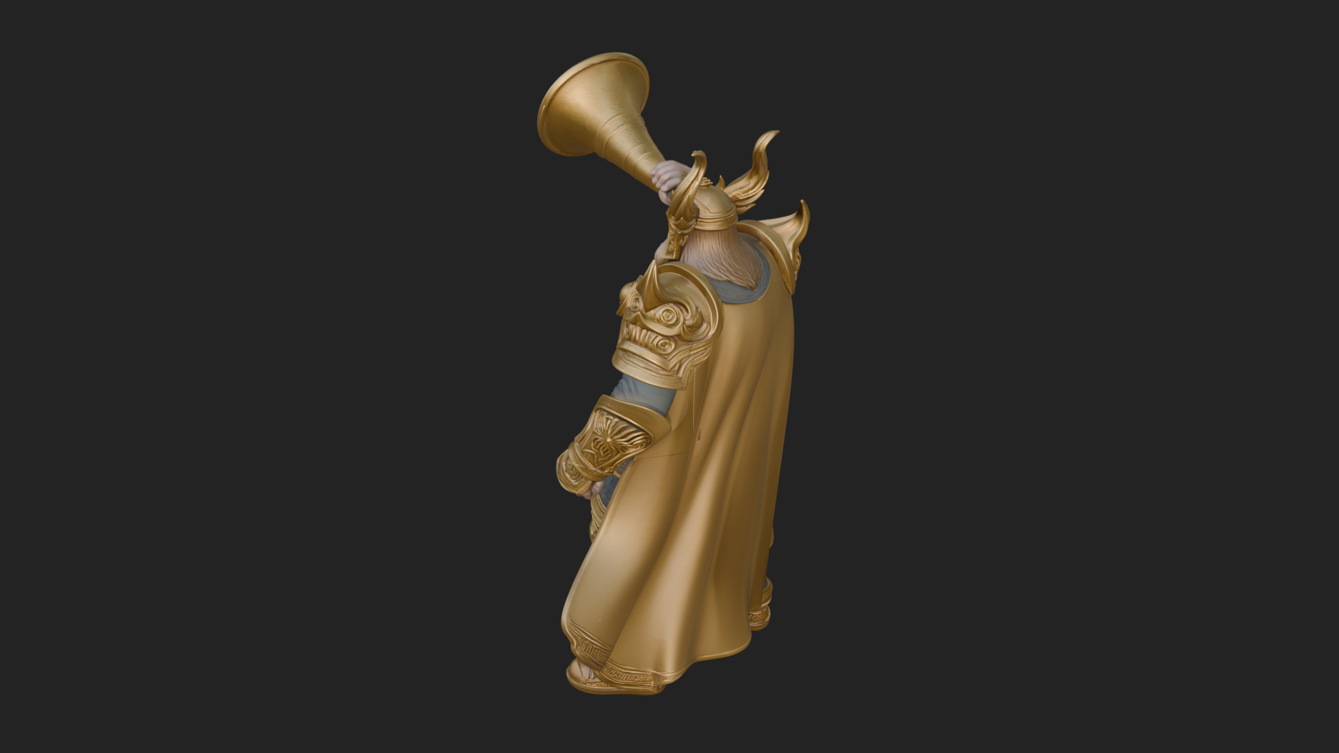 Armored Herald with Horn Statue Design 1 3D Print Model 3D Model