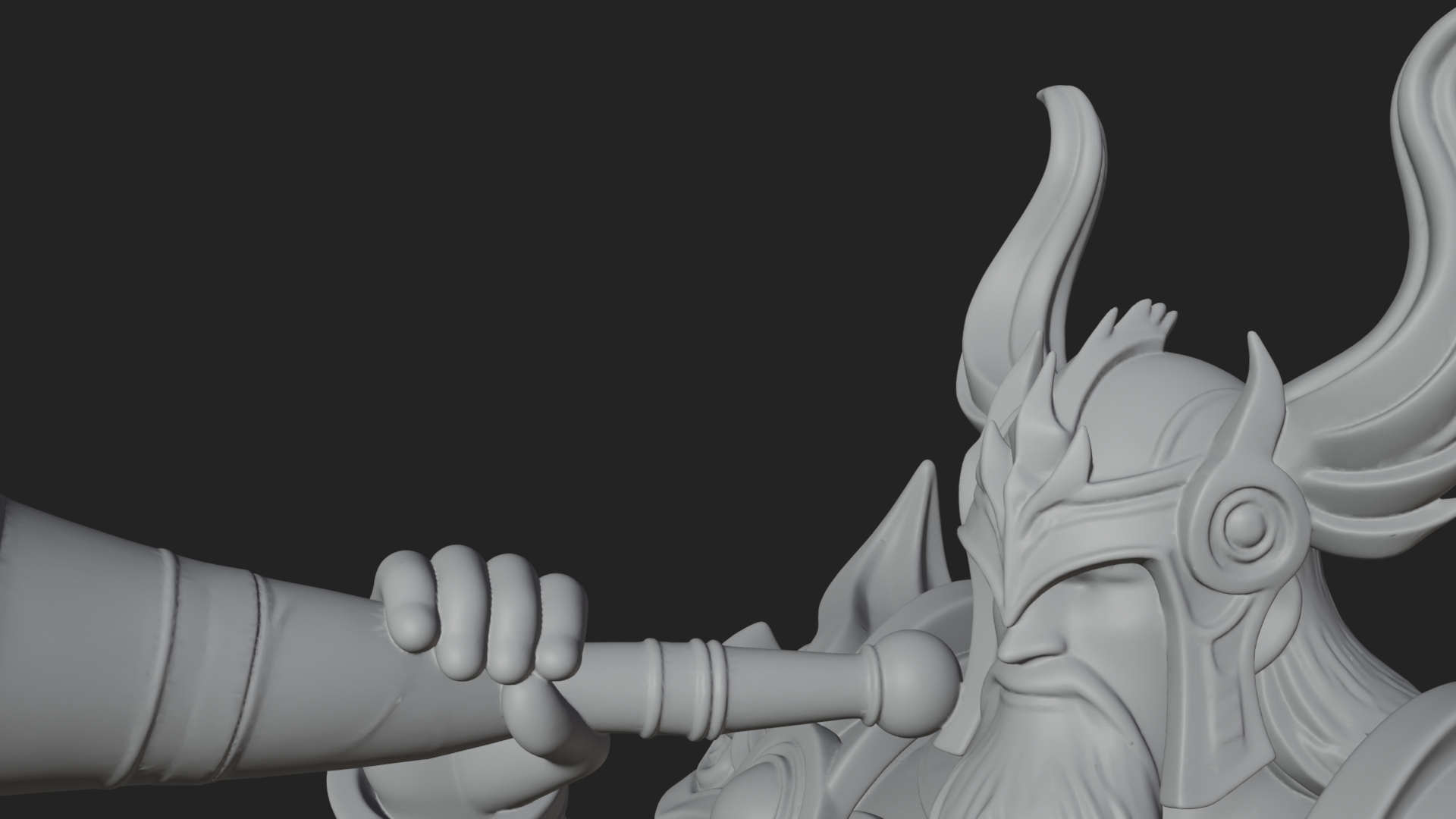 Armored Herald with Horn Statue Design 1 3D Print Model 3D Model