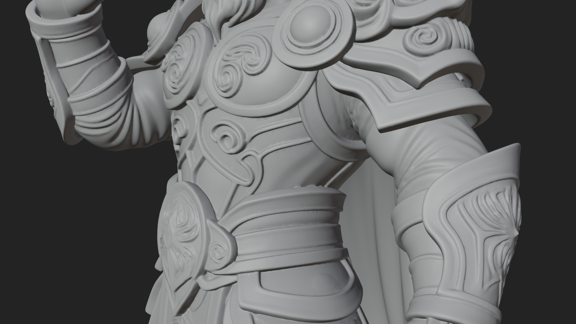 Armored Herald with Horn Statue Design 1 3D Print Model 3D Model