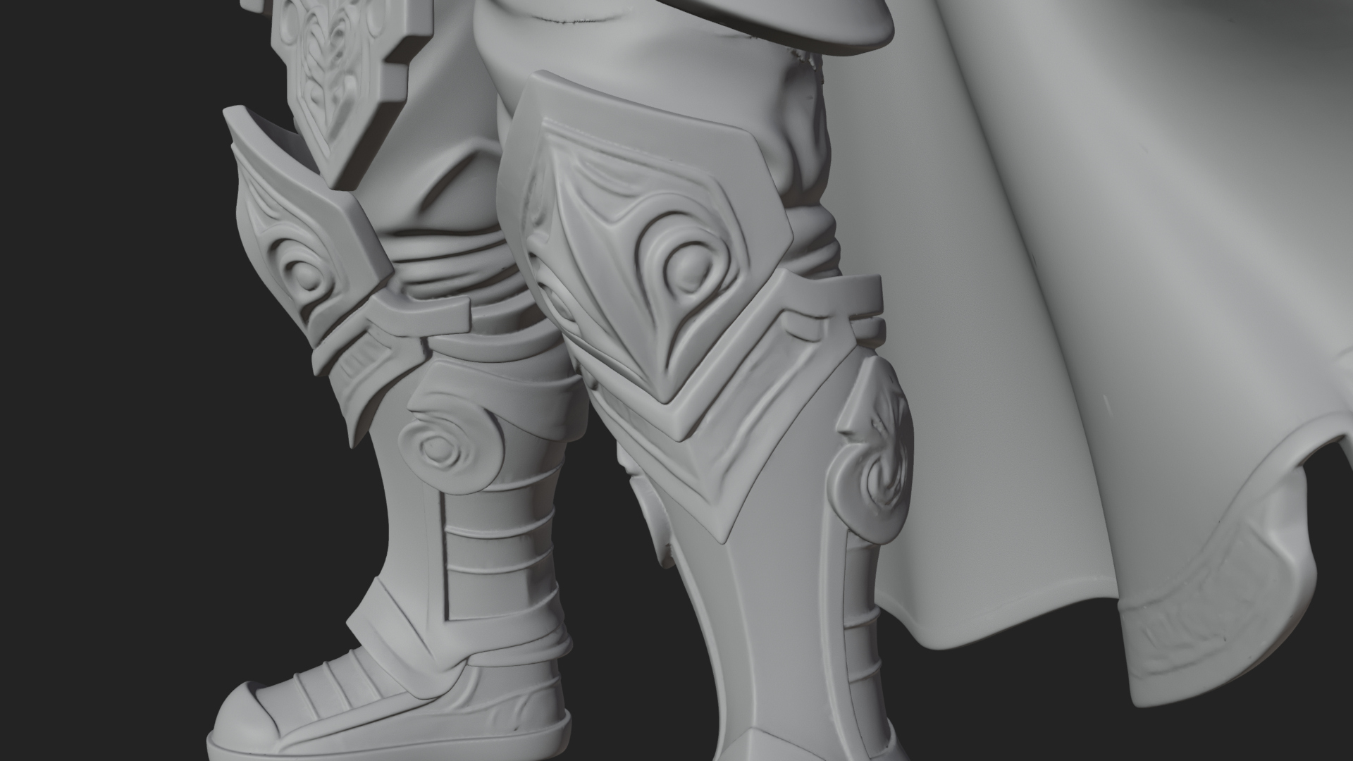 Armored Herald with Horn Statue Design 1 3D Print Model 3D Model