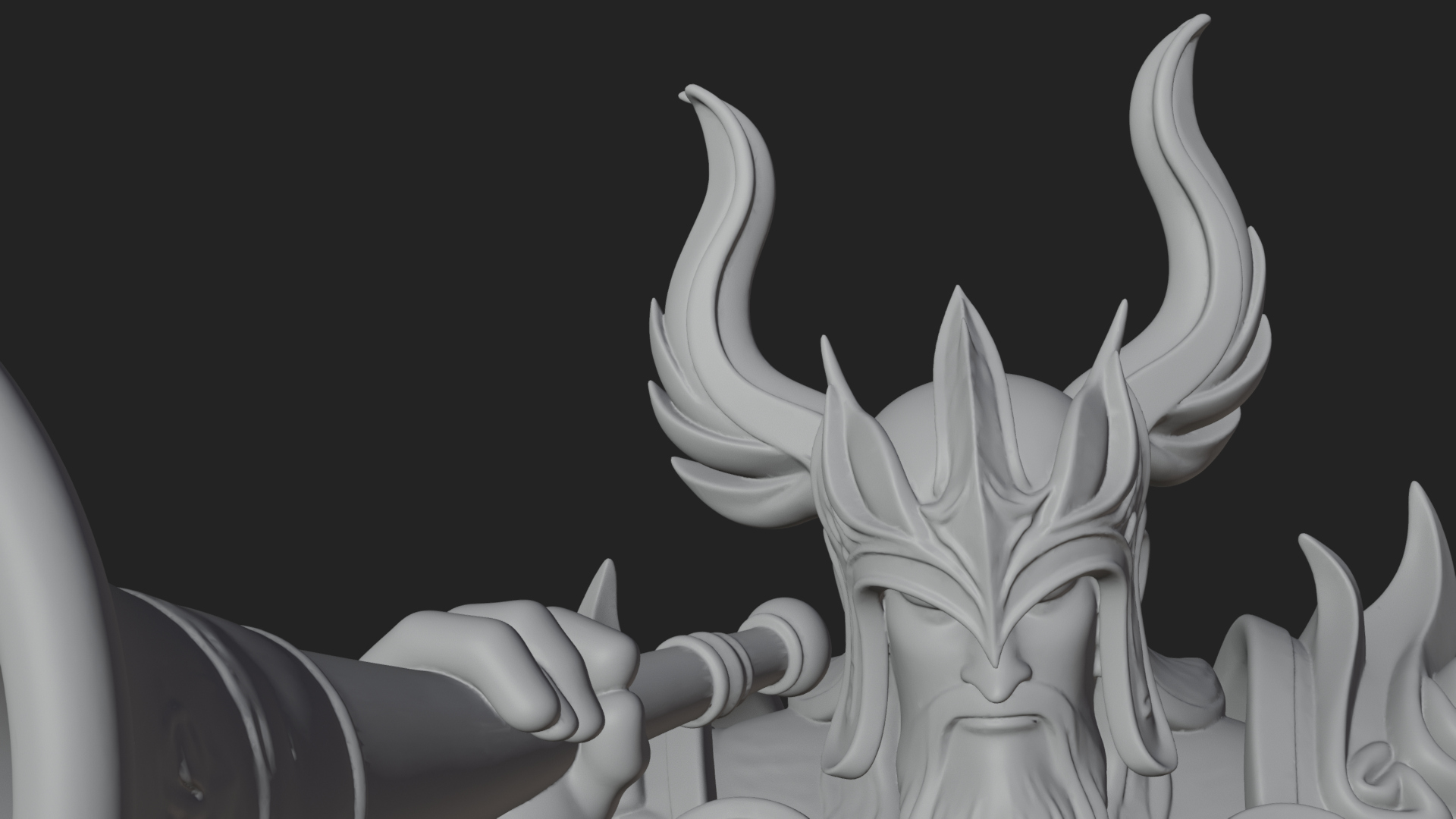 Armored Herald with Horn Statue Design 2 3D Print Model 3D Model