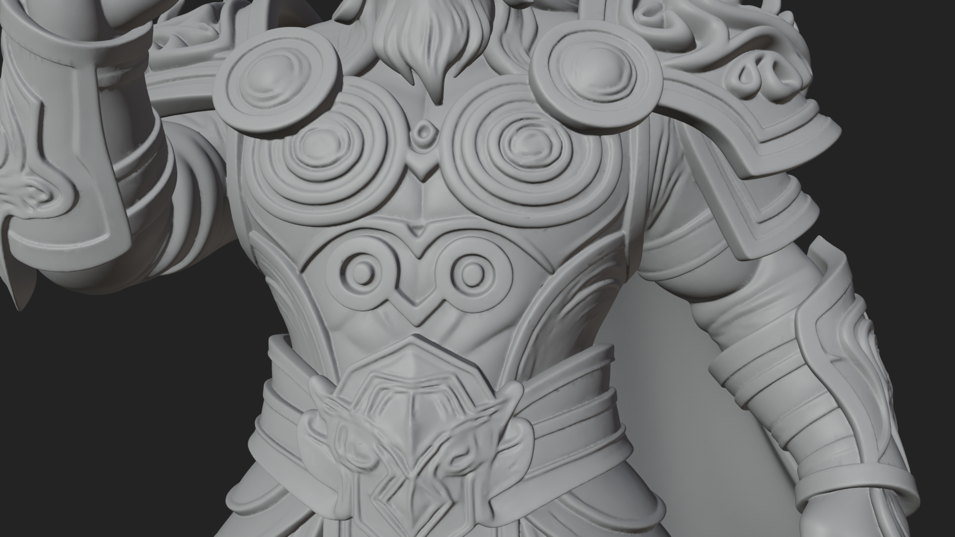 Armored Herald with Horn Statue Design 2 3D Print Model 3D Model