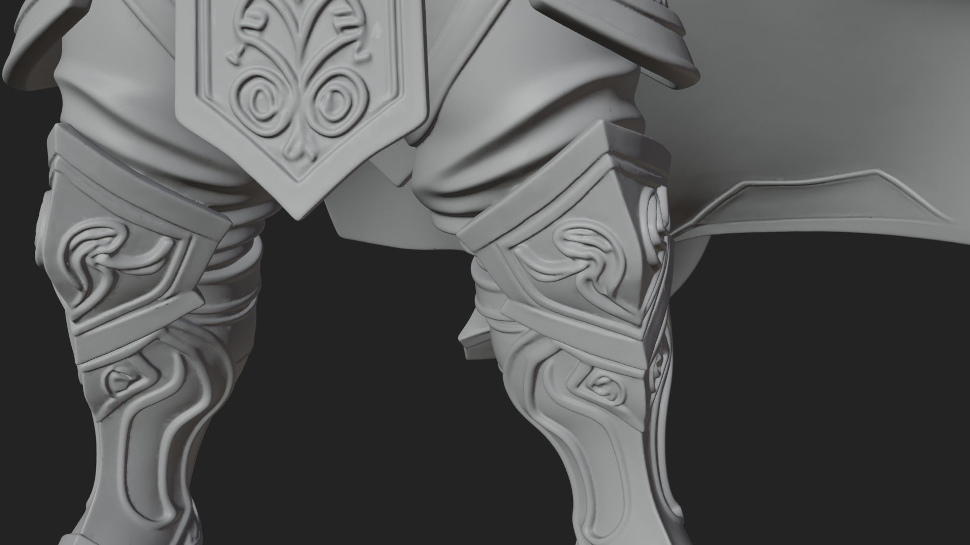 Armored Herald with Horn Statue Design 2 3D Print Model 3D Model
