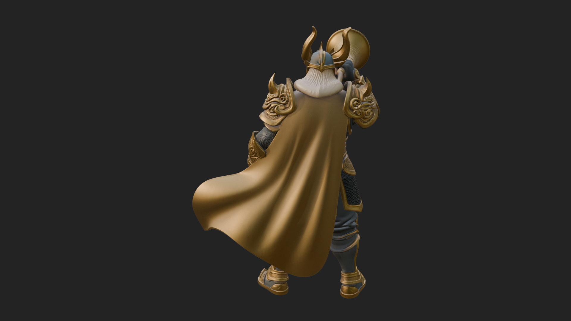 Armored Herald With Horn Statue Design 3 3D Print Model 3D Model