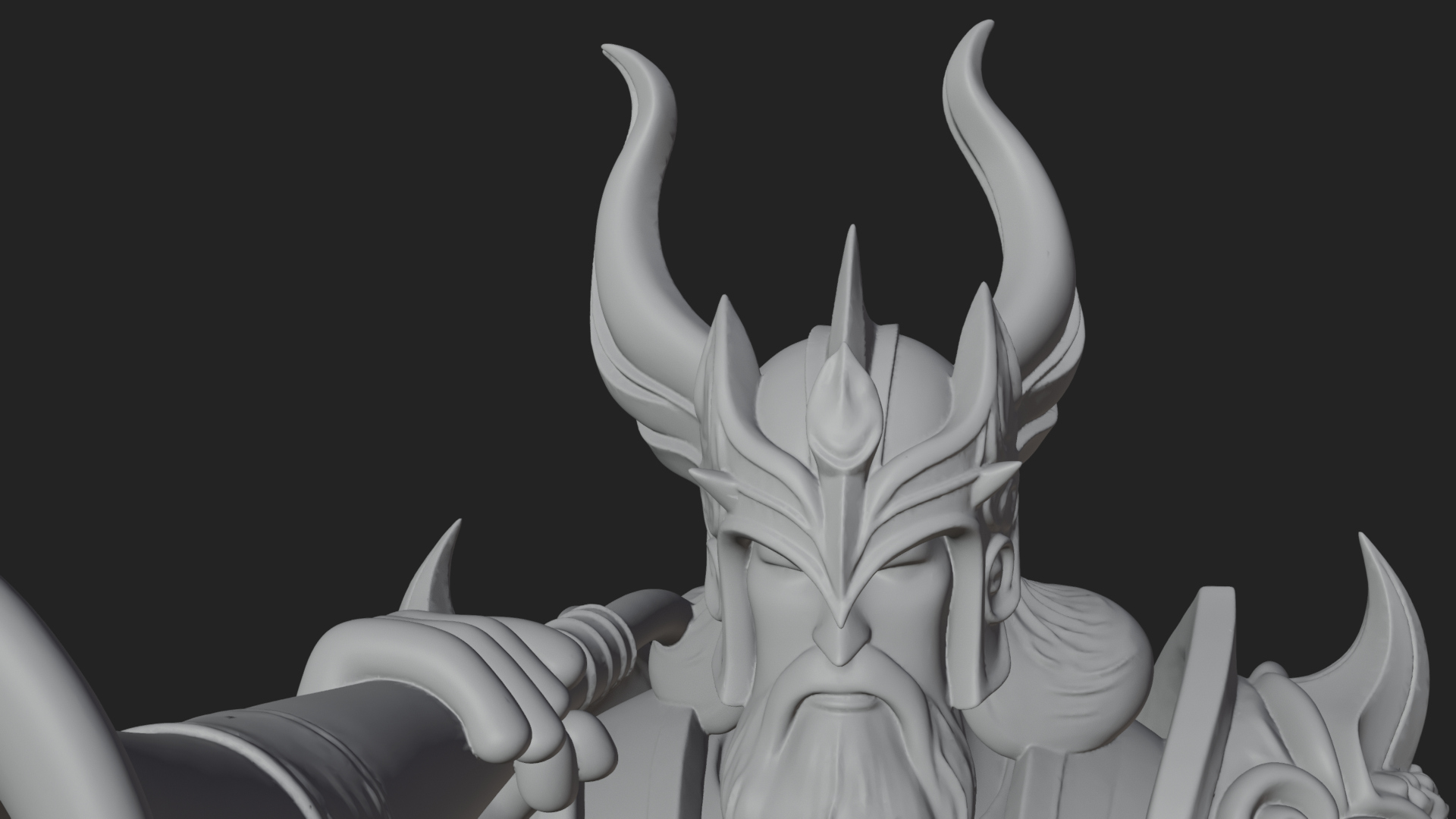 Armored Herald With Horn Statue Design 3 3D Print Model 3D Model