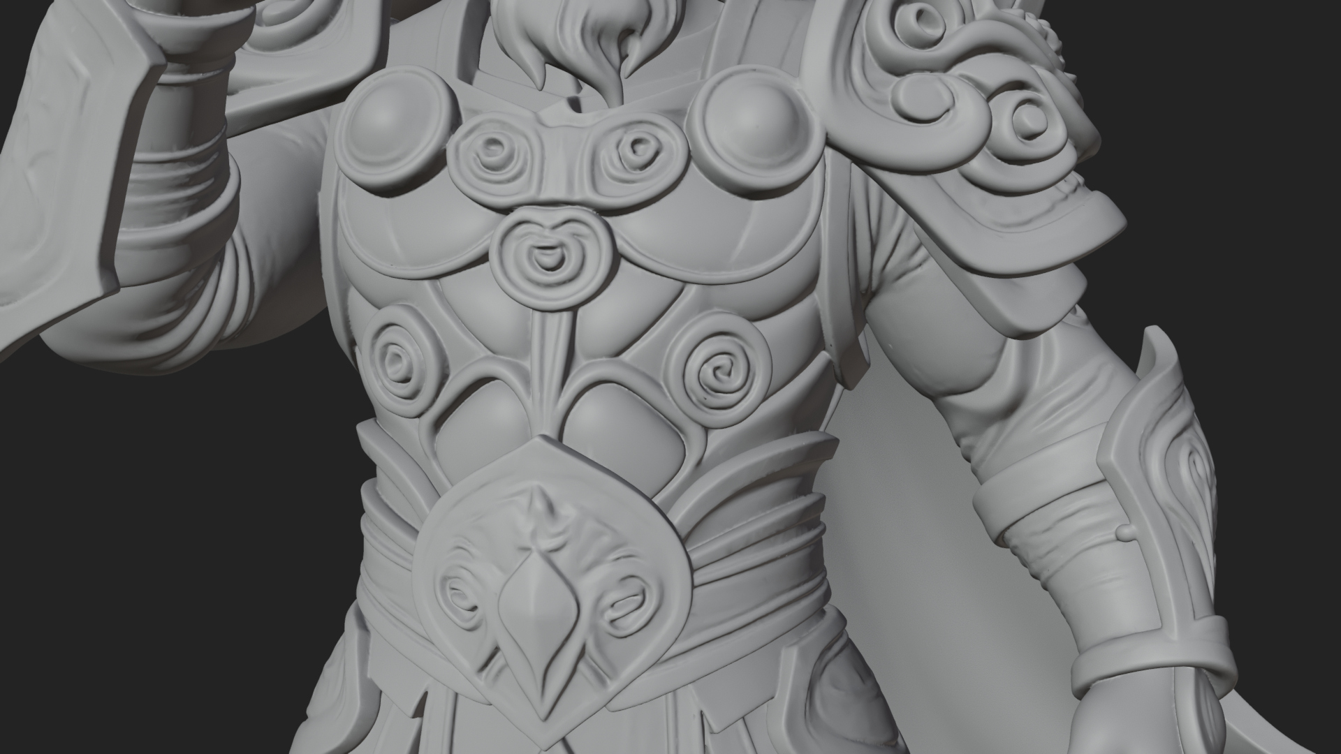 Armored Herald With Horn Statue Design 3 3D Print Model 3D Model