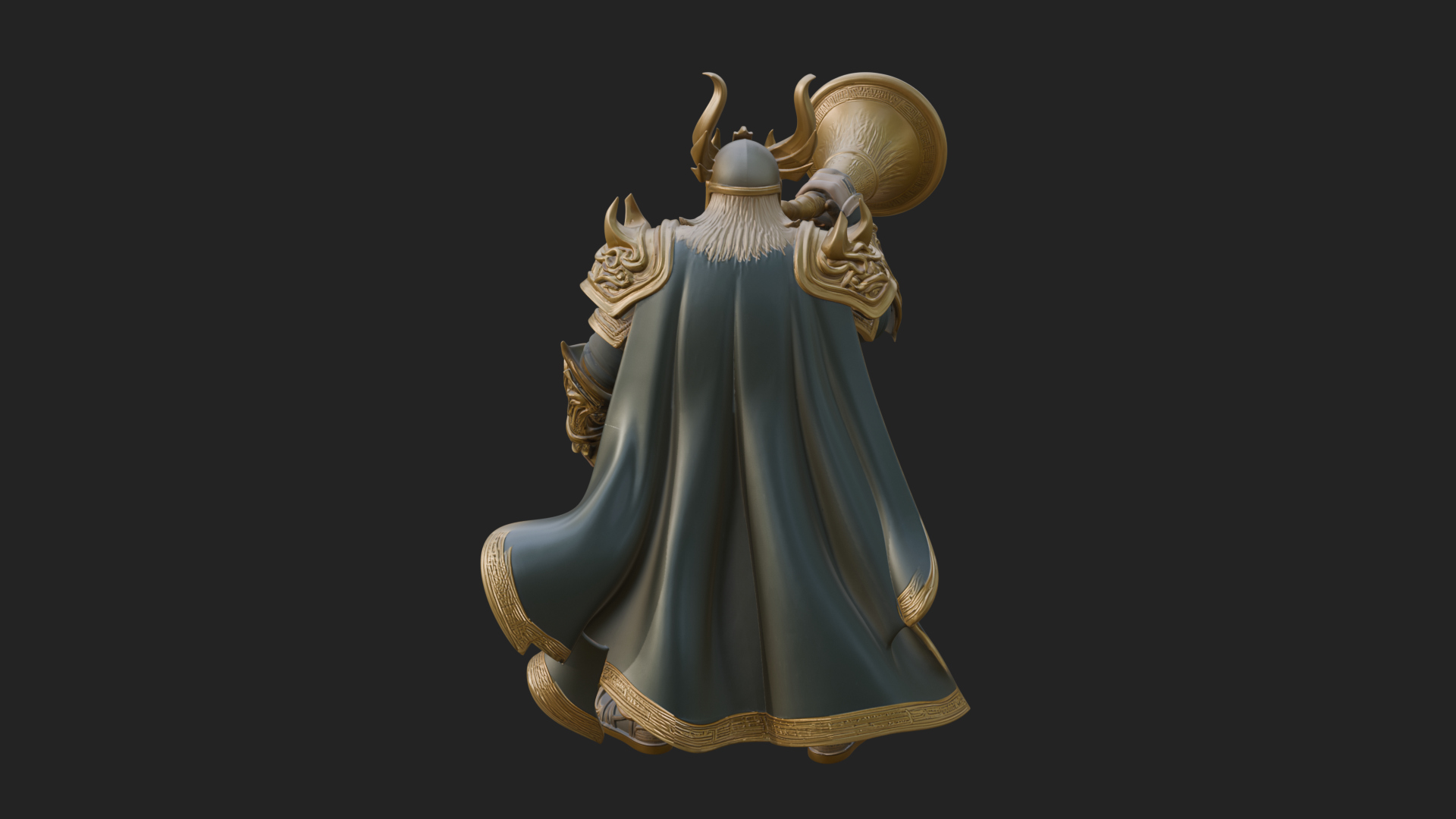 Armored Herald with Horn Statue Design 4 3D Print Model 3D Model