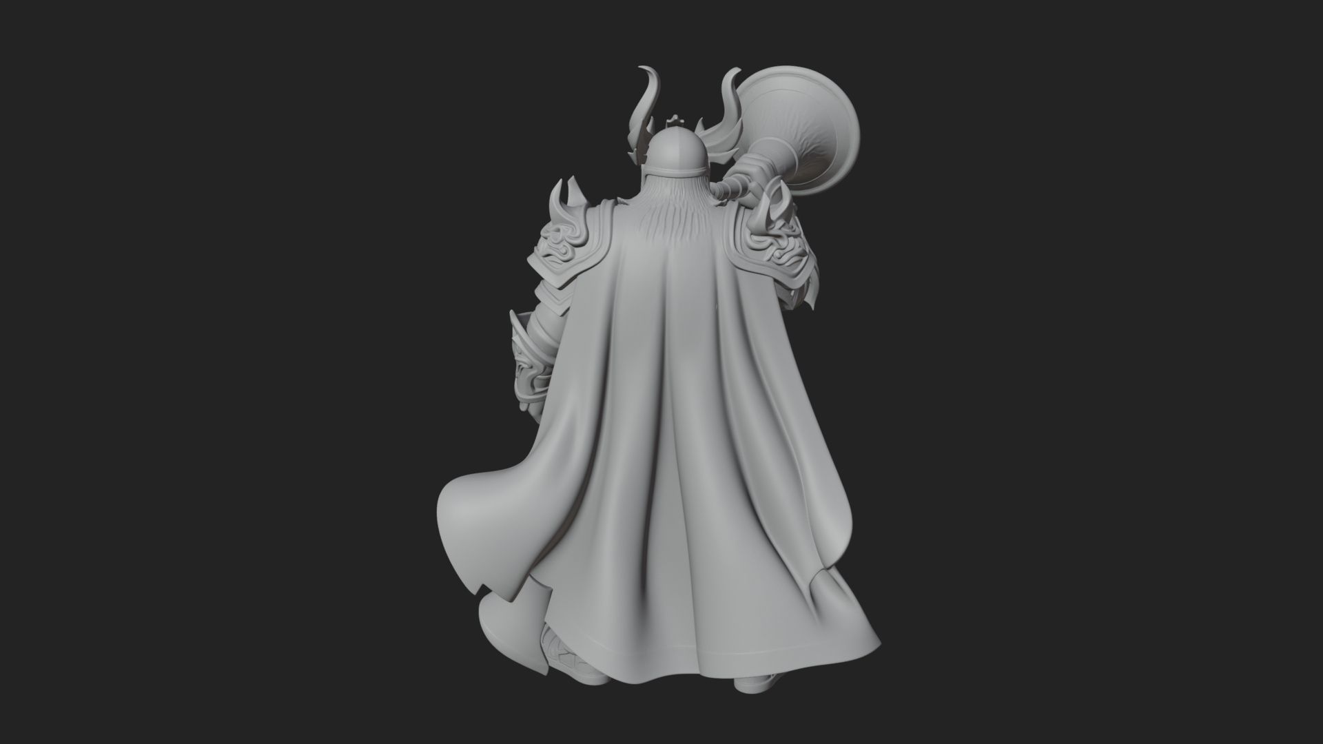 Armored Herald with Horn Statue Design 4 3D Print Model 3D Model