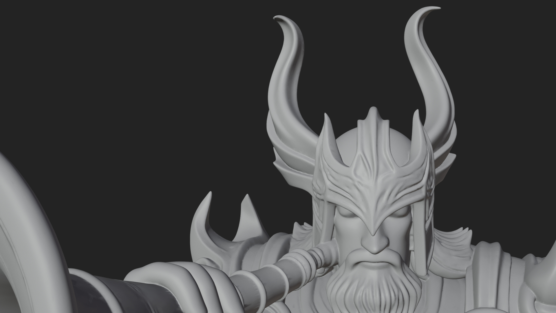 Armored Herald with Horn Statue Design 4 3D Print Model 3D Model