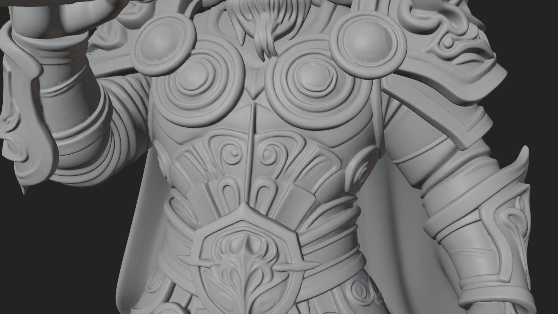 Armored Herald with Horn Statue Design 4 3D Print Model 3D Model