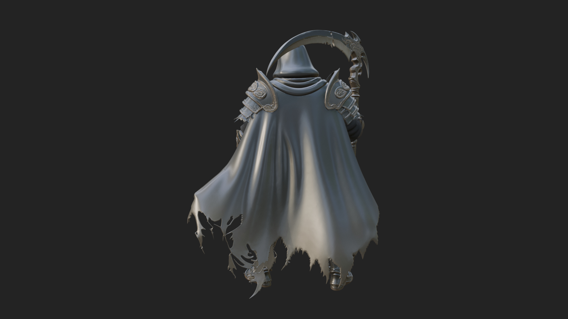 Armored Hooded Reaper Statue Design 1 3D Print Model 3D Model