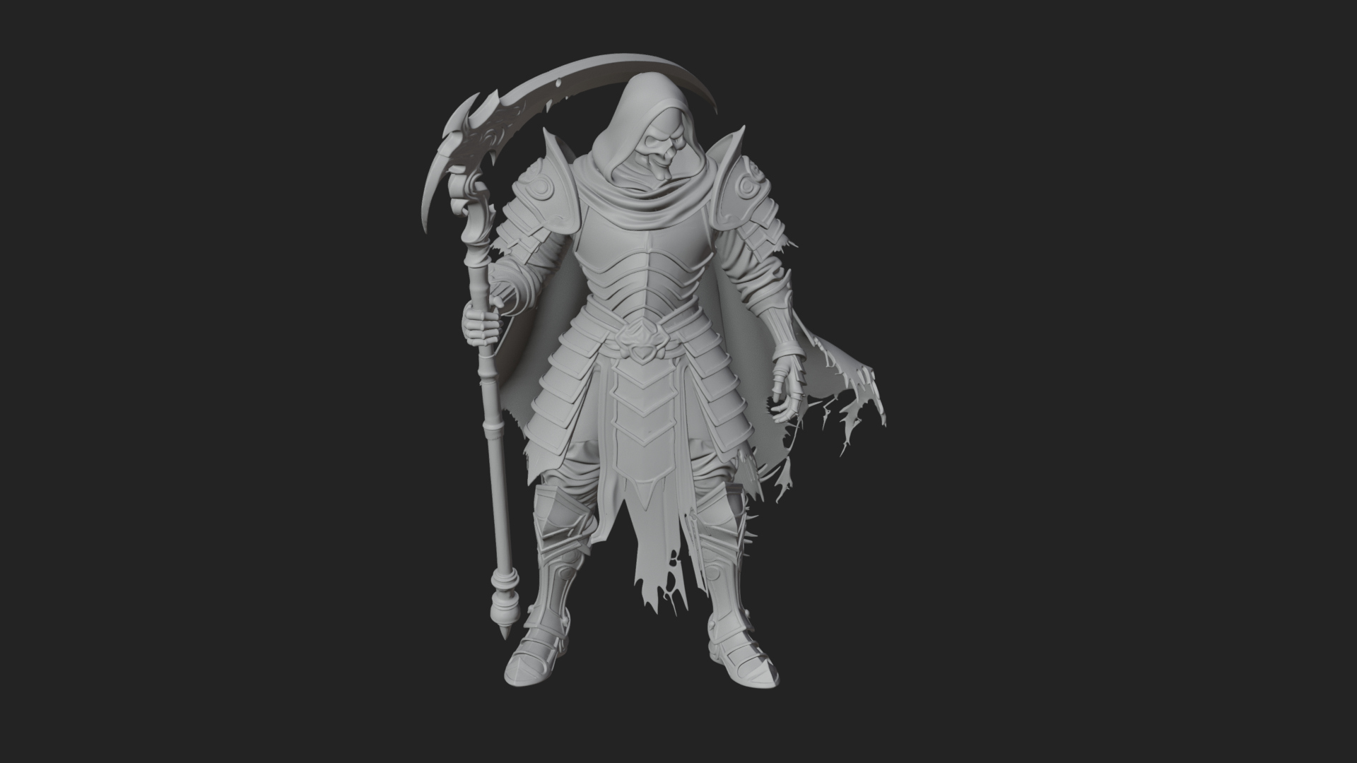 Armored Hooded Reaper Statue Design 1 3D Print Model 3D Model