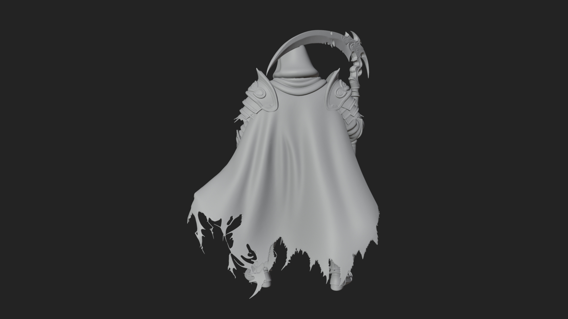 Armored Hooded Reaper Statue Design 1 3D Print Model 3D Model