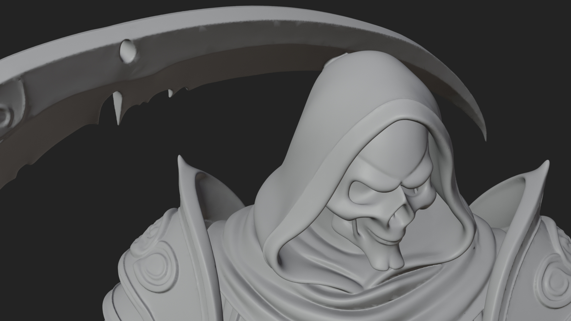 Armored Hooded Reaper Statue Design 1 3D Print Model 3D Model