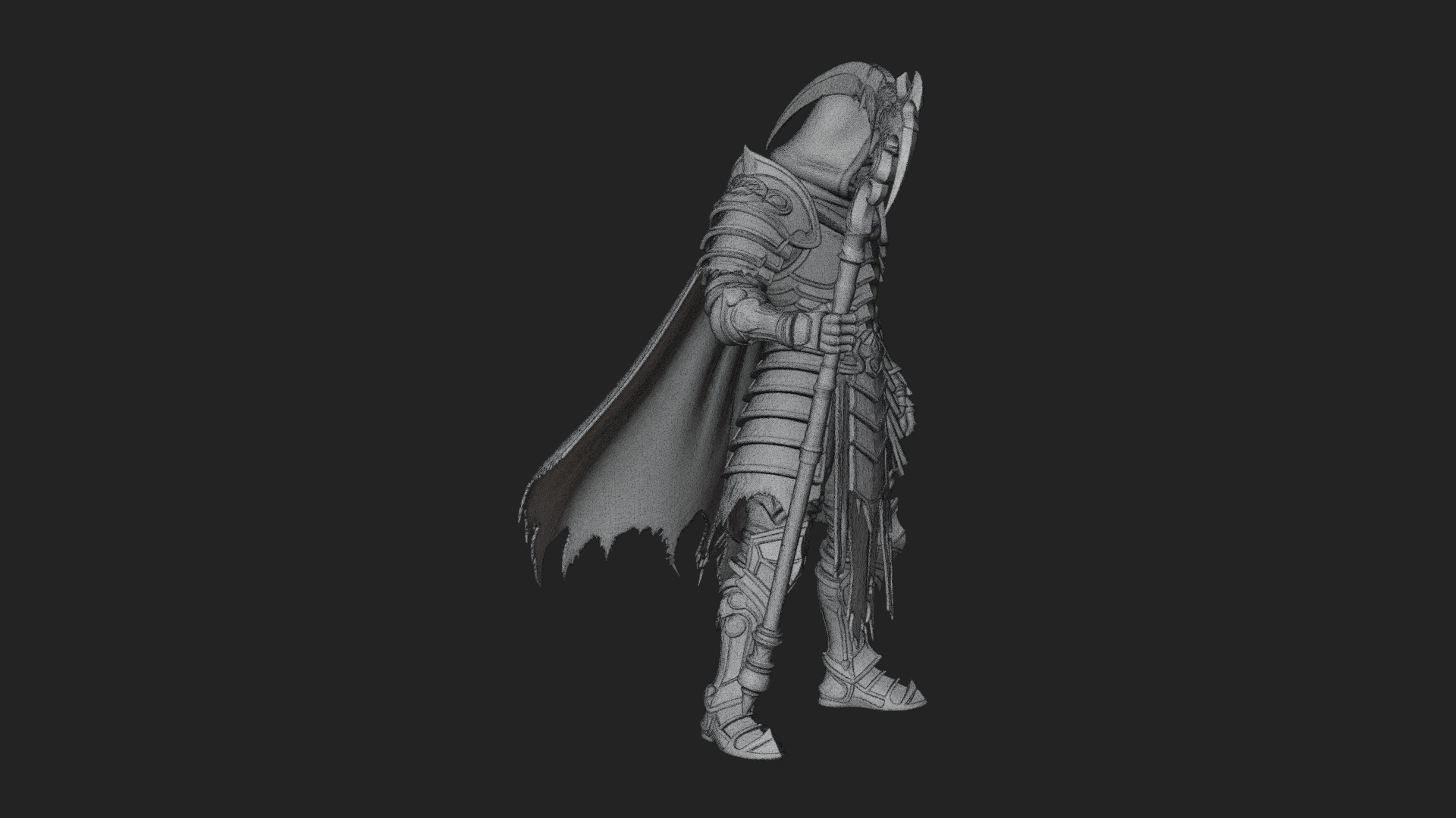Armored Hooded Reaper Statue Design 1 3D Print Model 3D Model
