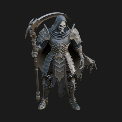 Armored Hooded Reaper Statue Design 1 3D Print Model