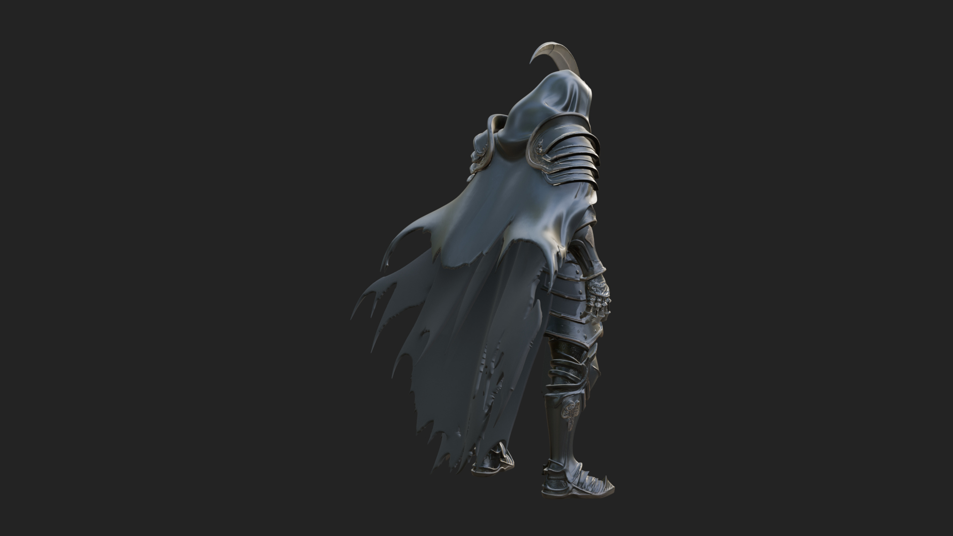 Armored Hooded Reaper Statue Design 2 3D Print Model 3D Model