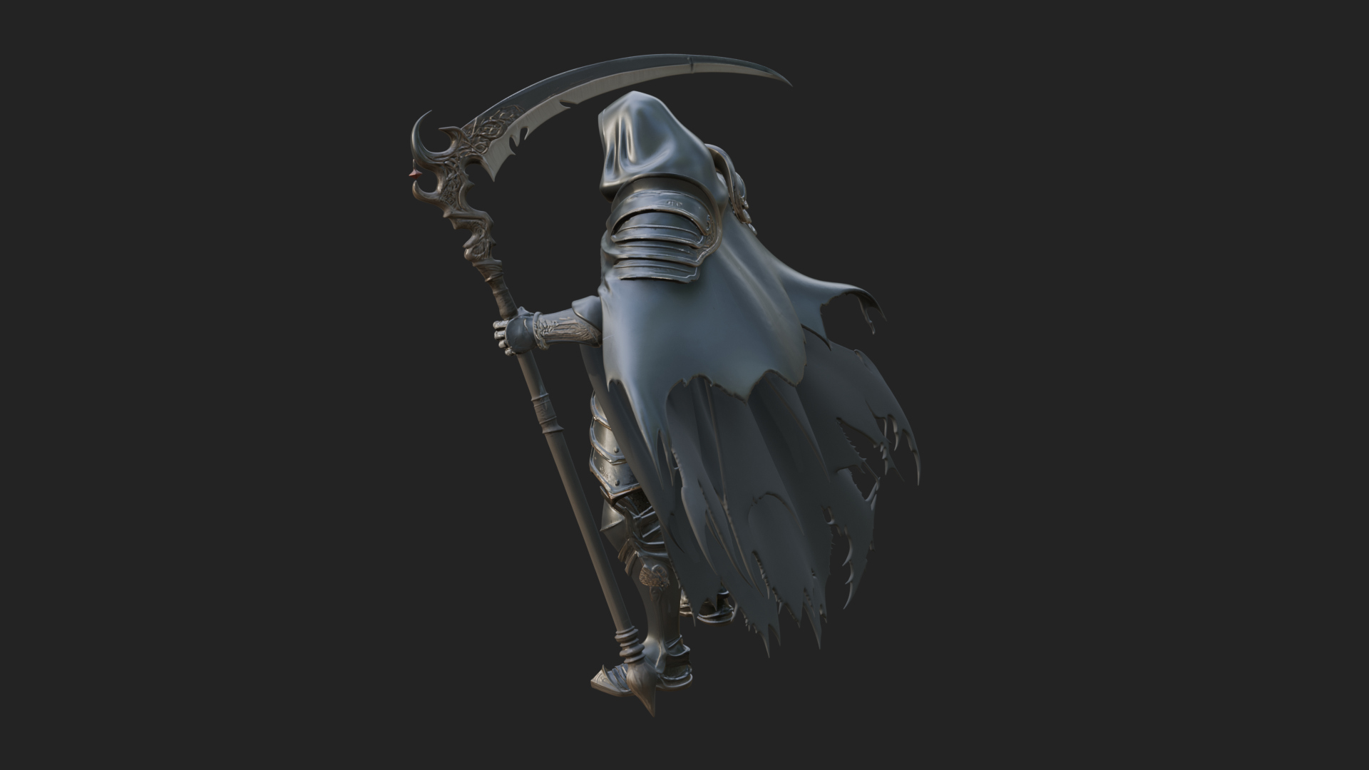 Armored Hooded Reaper Statue Design 2 3D Print Model 3D Model