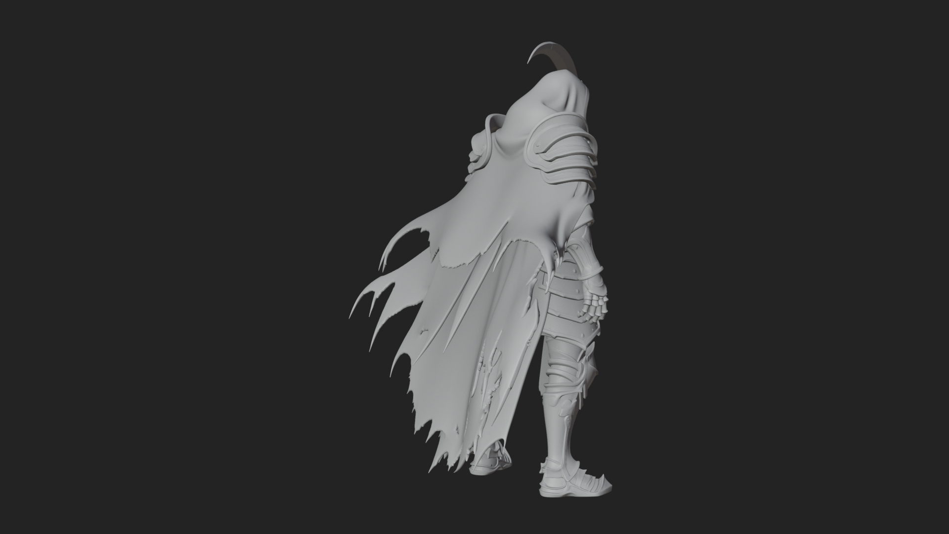 Armored Hooded Reaper Statue Design 2 3D Print Model 3D Model