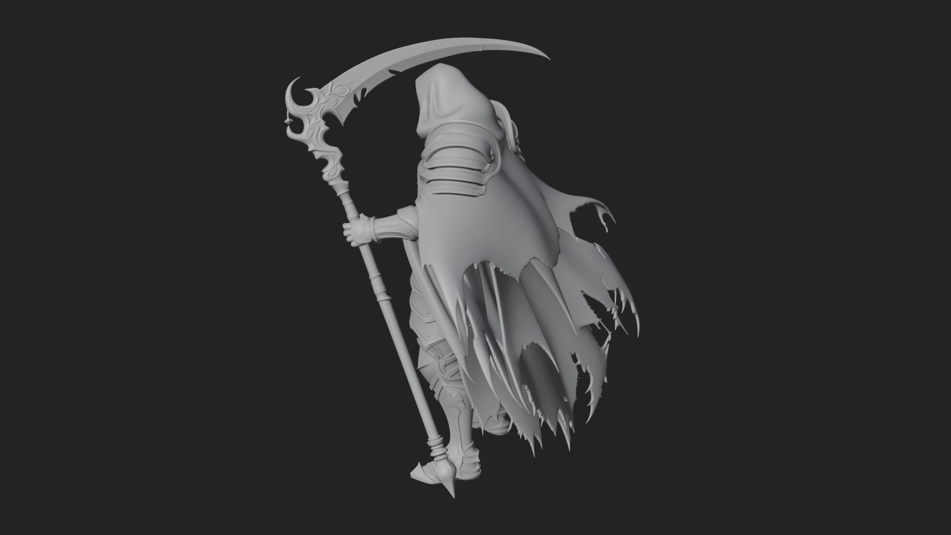 Armored Hooded Reaper Statue Design 2 3D Print Model 3D Model