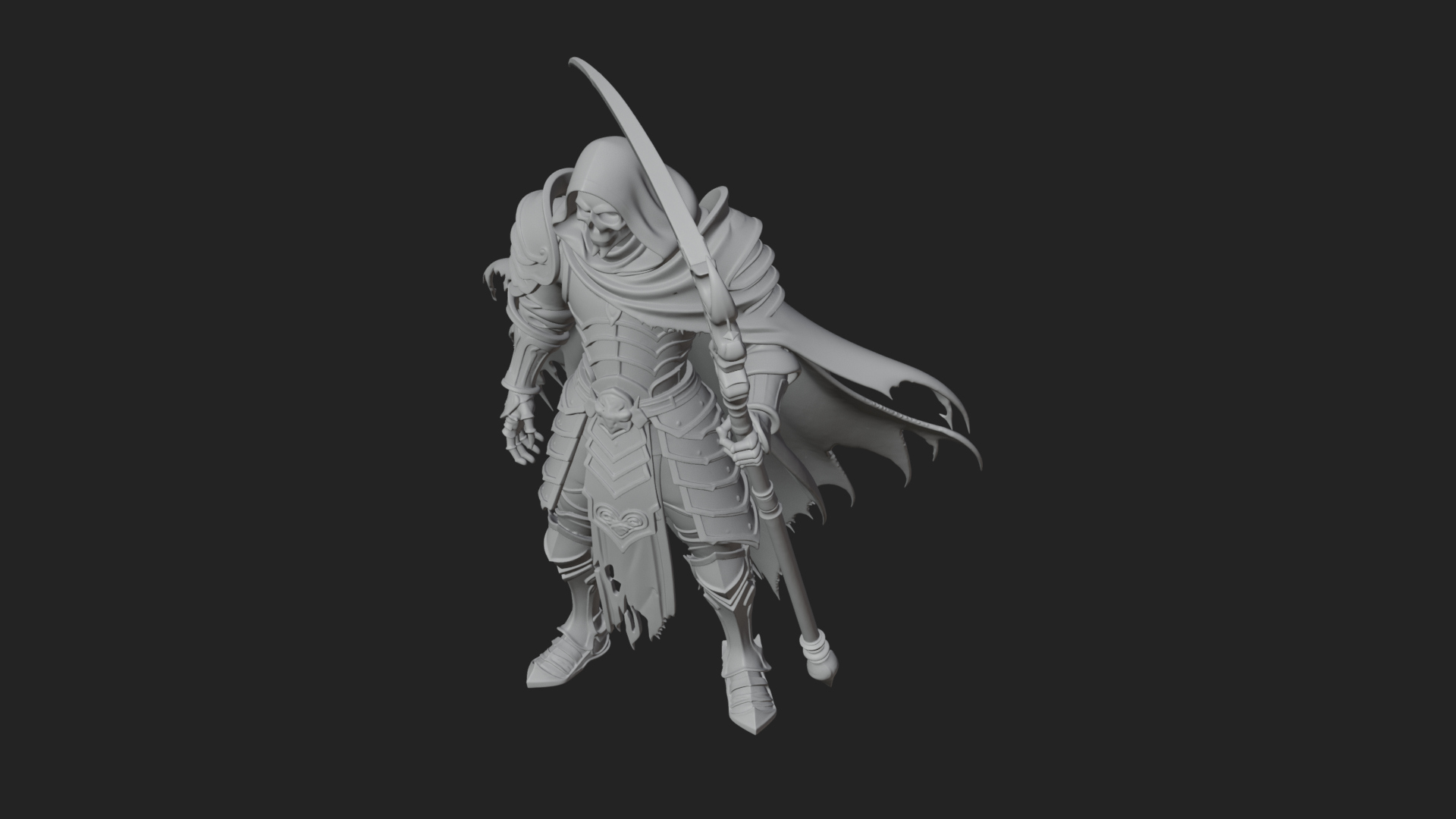 Armored Hooded Reaper Statue Design 2 3D Print Model 3D Model