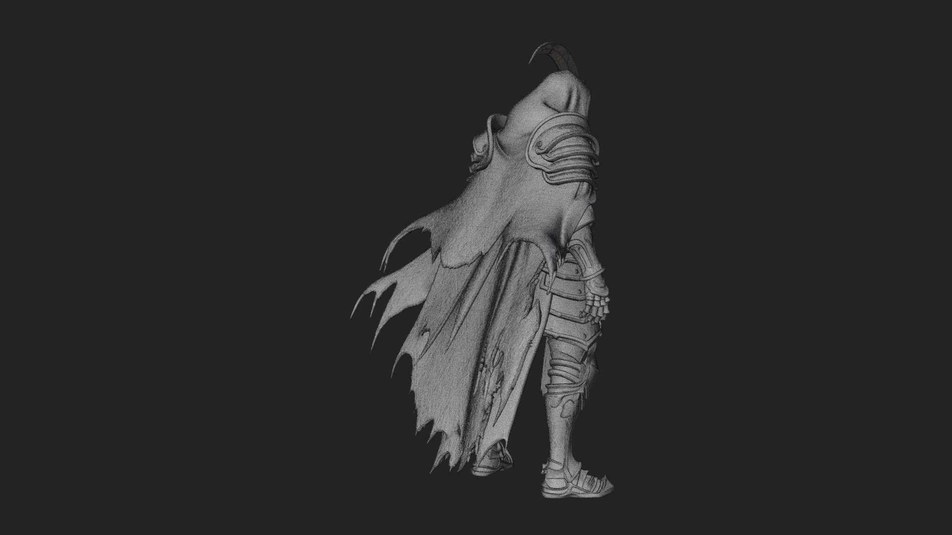 Armored Hooded Reaper Statue Design 2 3D Print Model 3D Model