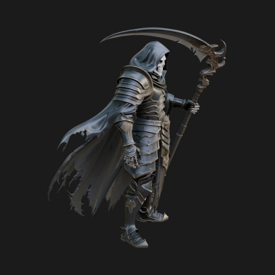 Armored Hooded Reaper Statue Design 2 3D Print Model