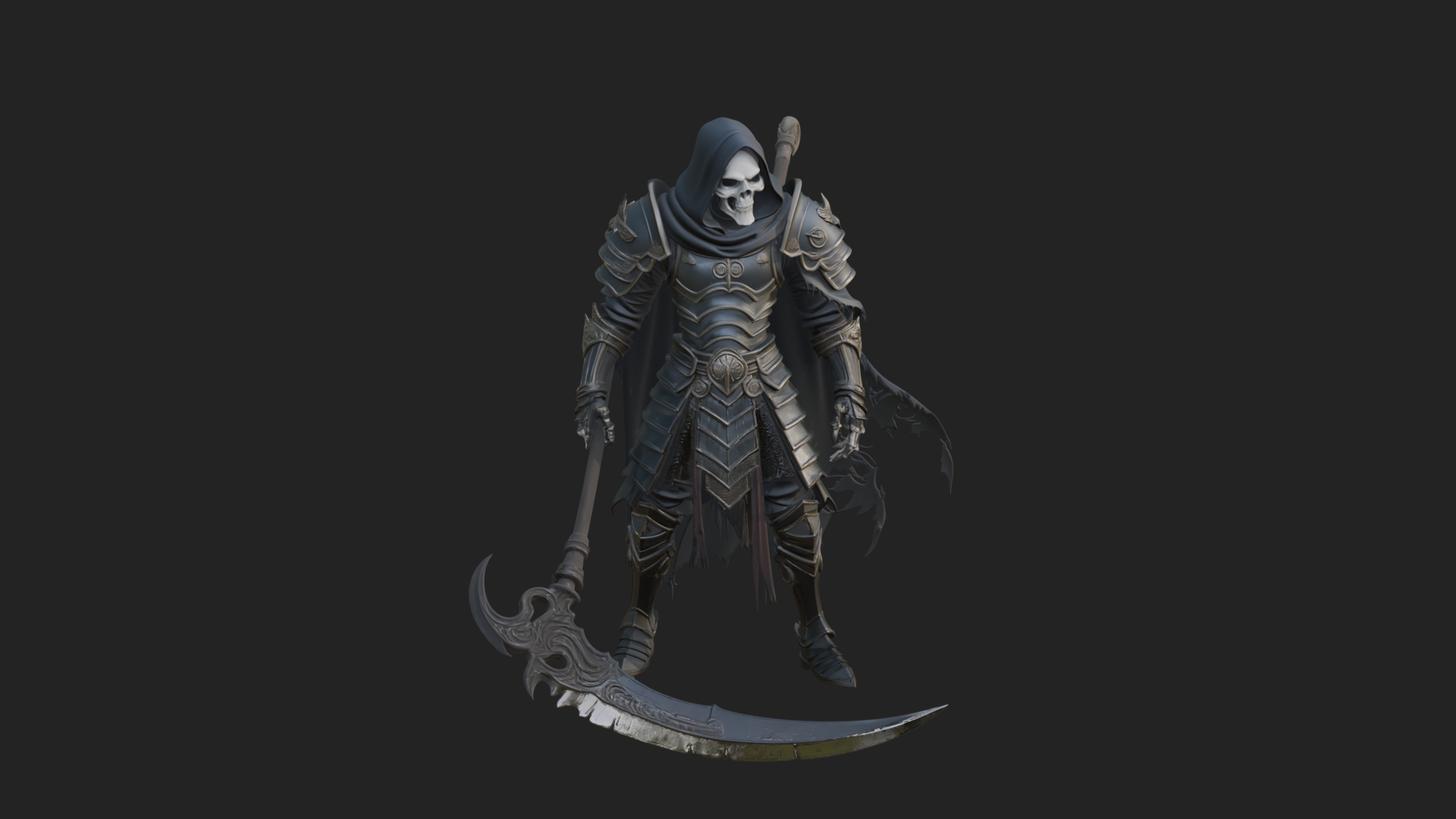 Armored Hooded Reaper Statue Design 3 3D Print Model 3D Model