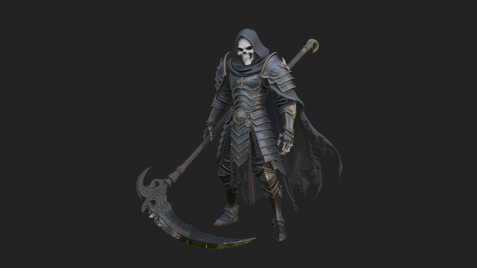 Armored Hooded Reaper Statue Design 3 3D Print Model 3D Model