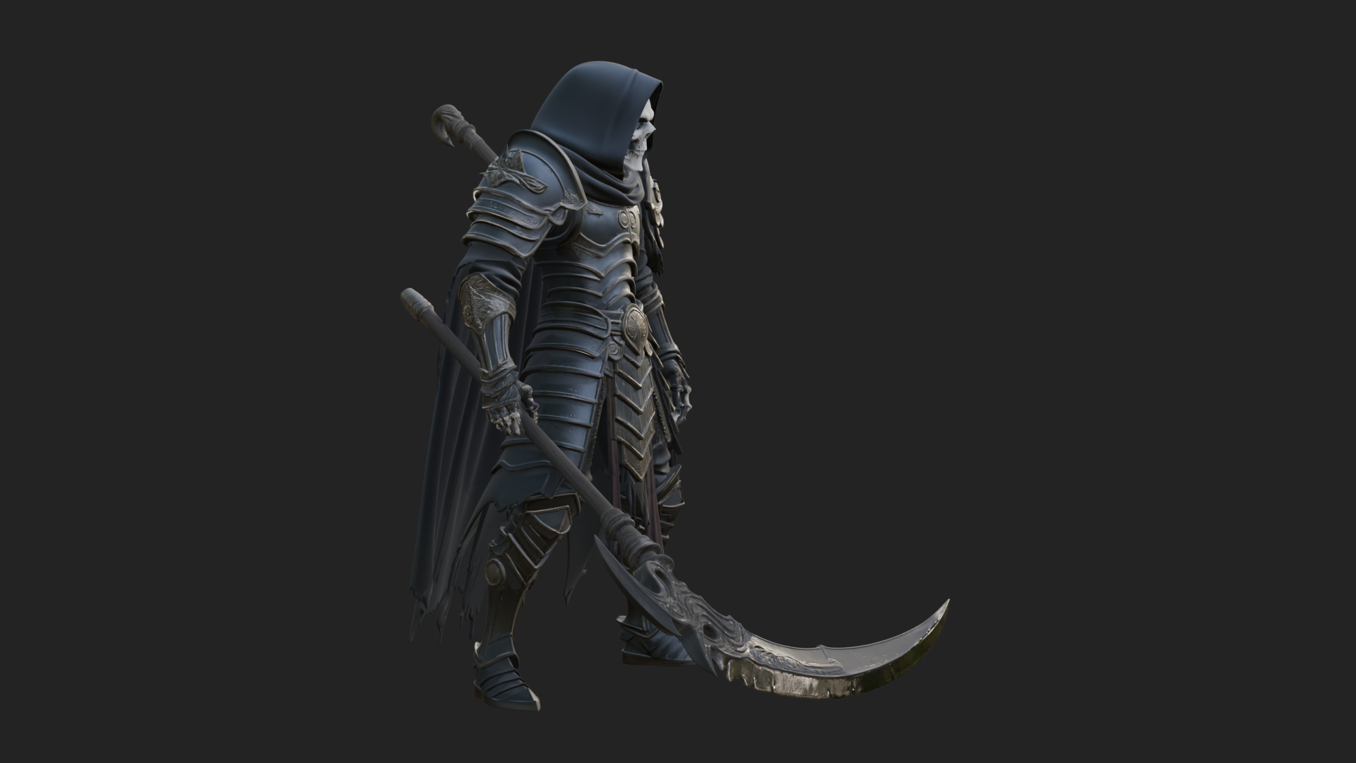 Armored Hooded Reaper Statue Design 3 3D Print Model 3D Model