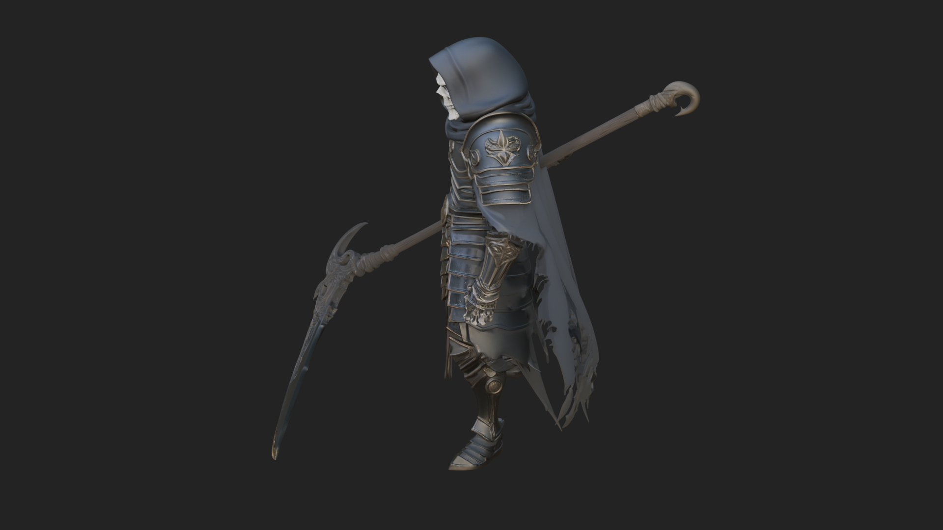 Armored Hooded Reaper Statue Design 3 3D Print Model 3D Model