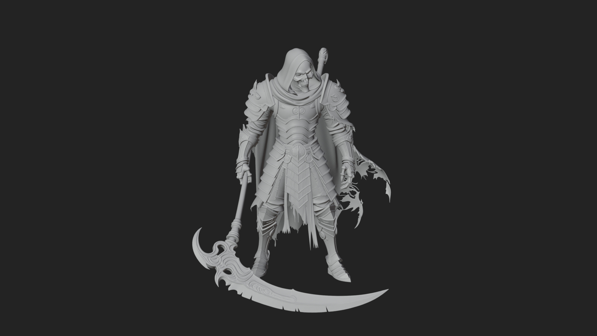 Armored Hooded Reaper Statue Design 3 3D Print Model 3D Model