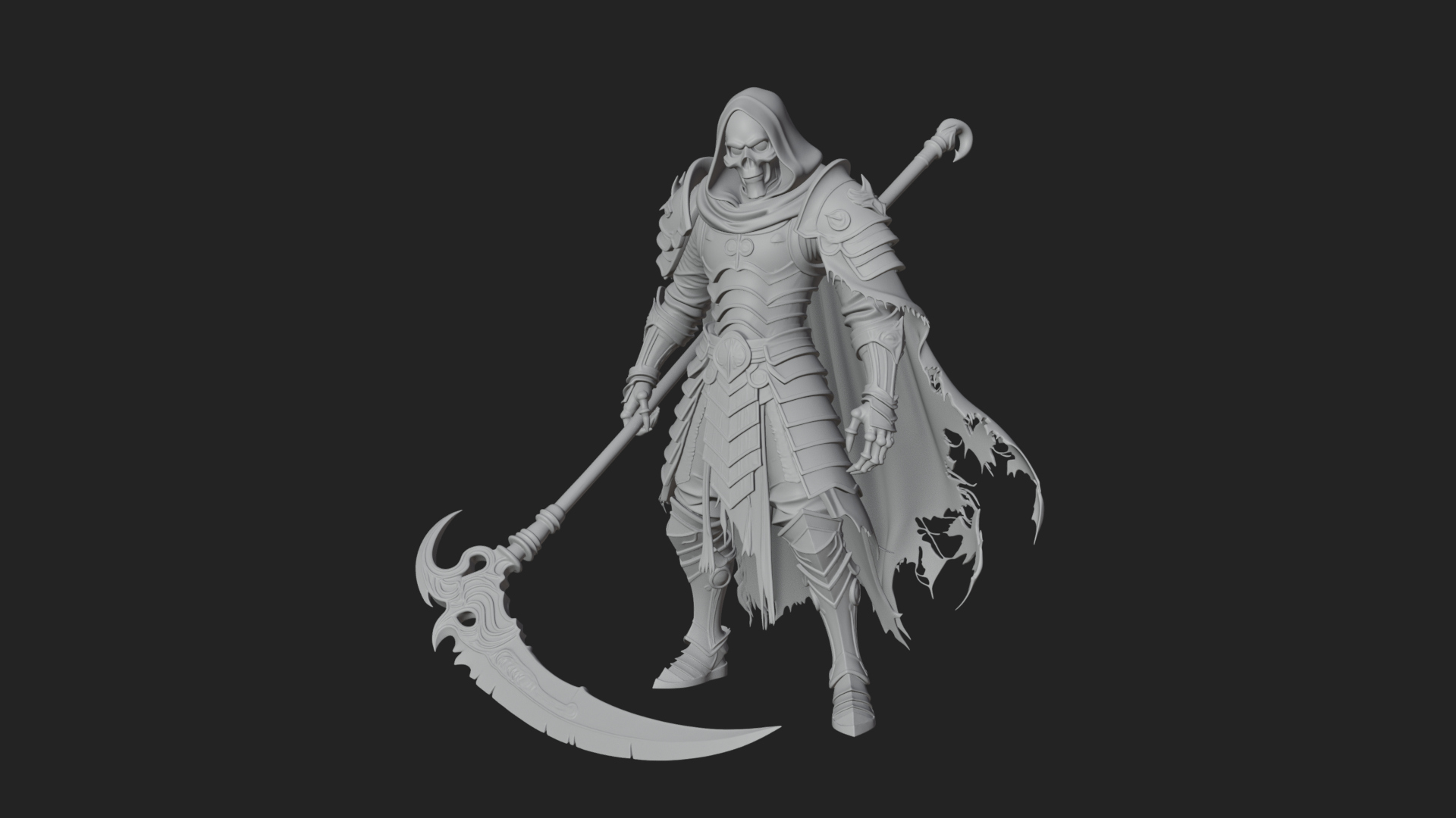 Armored Hooded Reaper Statue Design 3 3D Print Model 3D Model