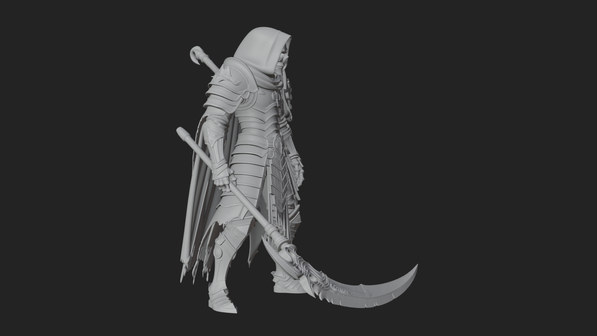 Armored Hooded Reaper Statue Design 3 3D Print Model 3D Model