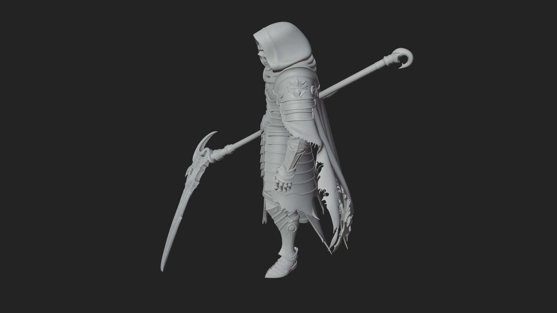 Armored Hooded Reaper Statue Design 3 3D Print Model 3D Model