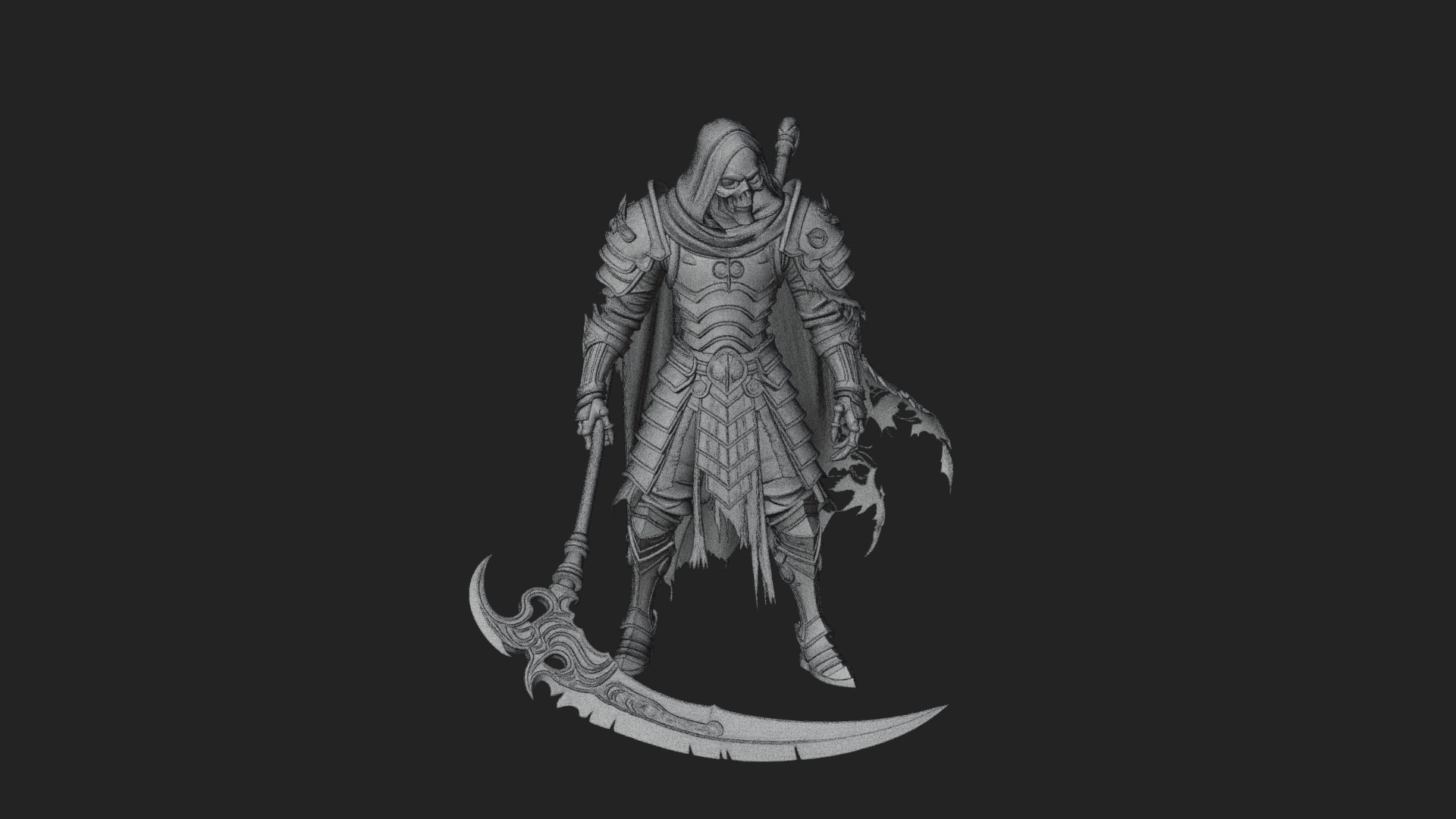 Armored Hooded Reaper Statue Design 3 3D Print Model 3D Model