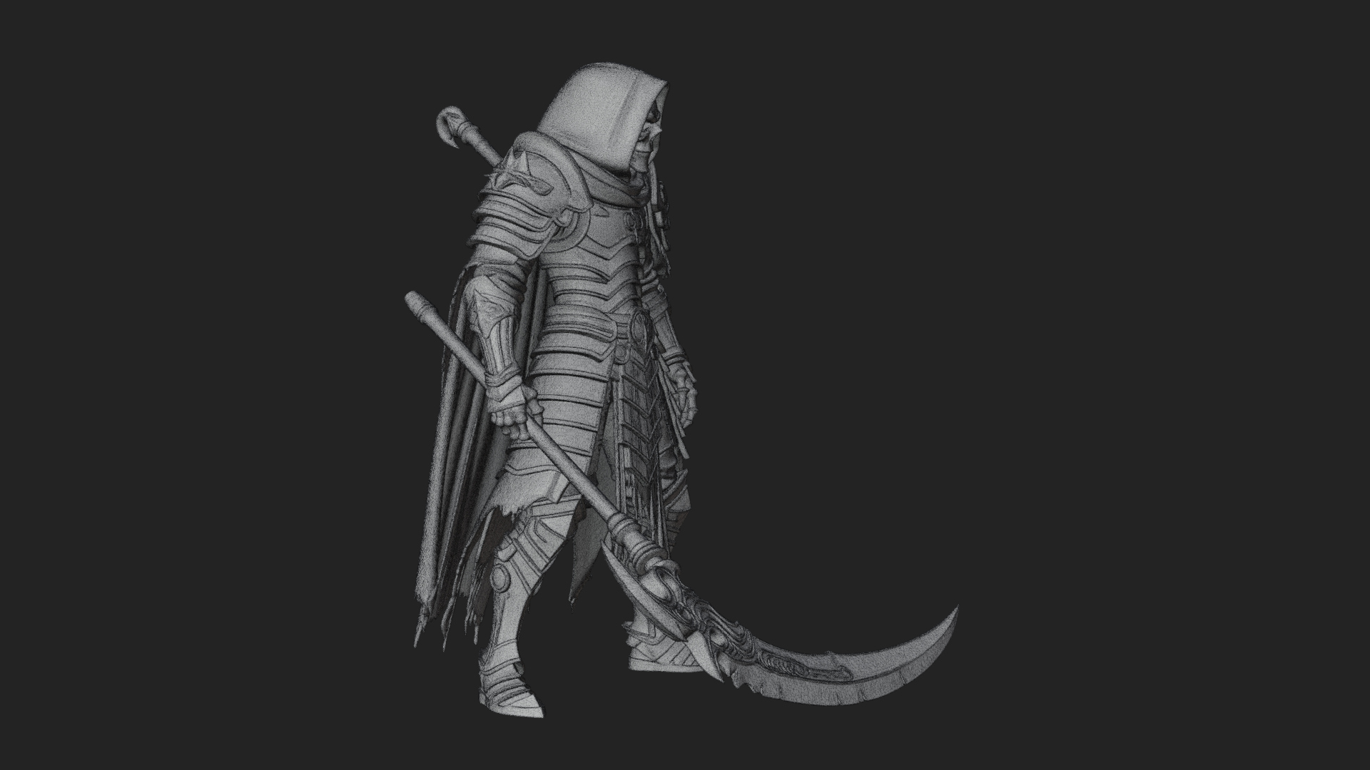 Armored Hooded Reaper Statue Design 3 3D Print Model 3D Model
