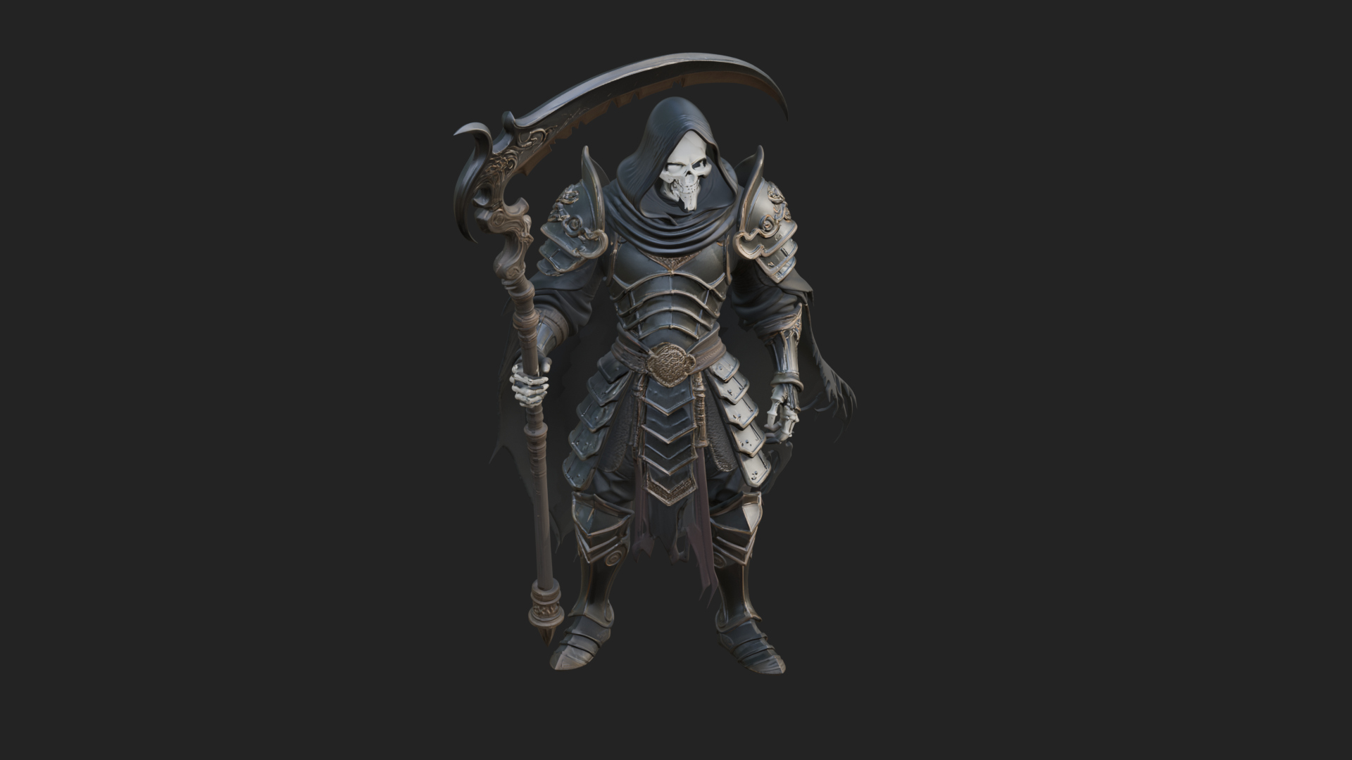 Armored Hooded Reaper Statue Design 4 3D Print Model 3D Model
