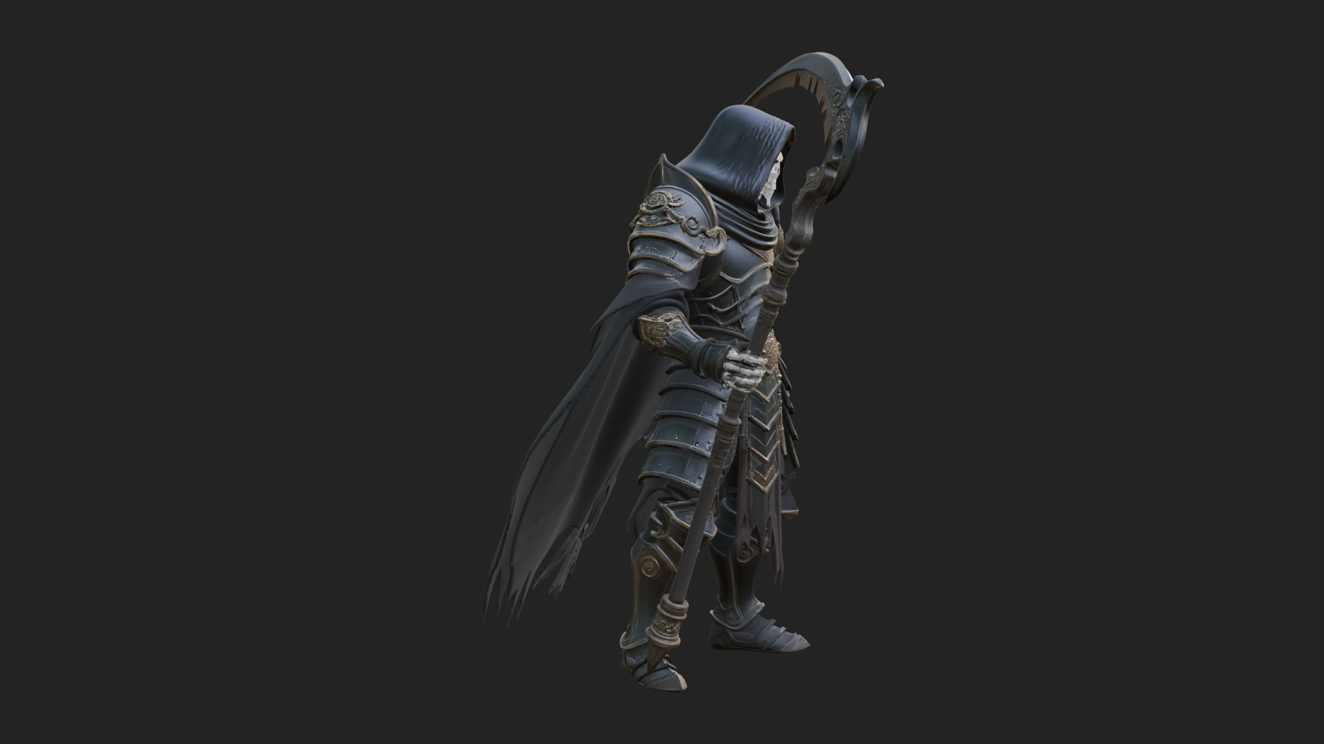 Armored Hooded Reaper Statue Design 4 3D Print Model 3D Model